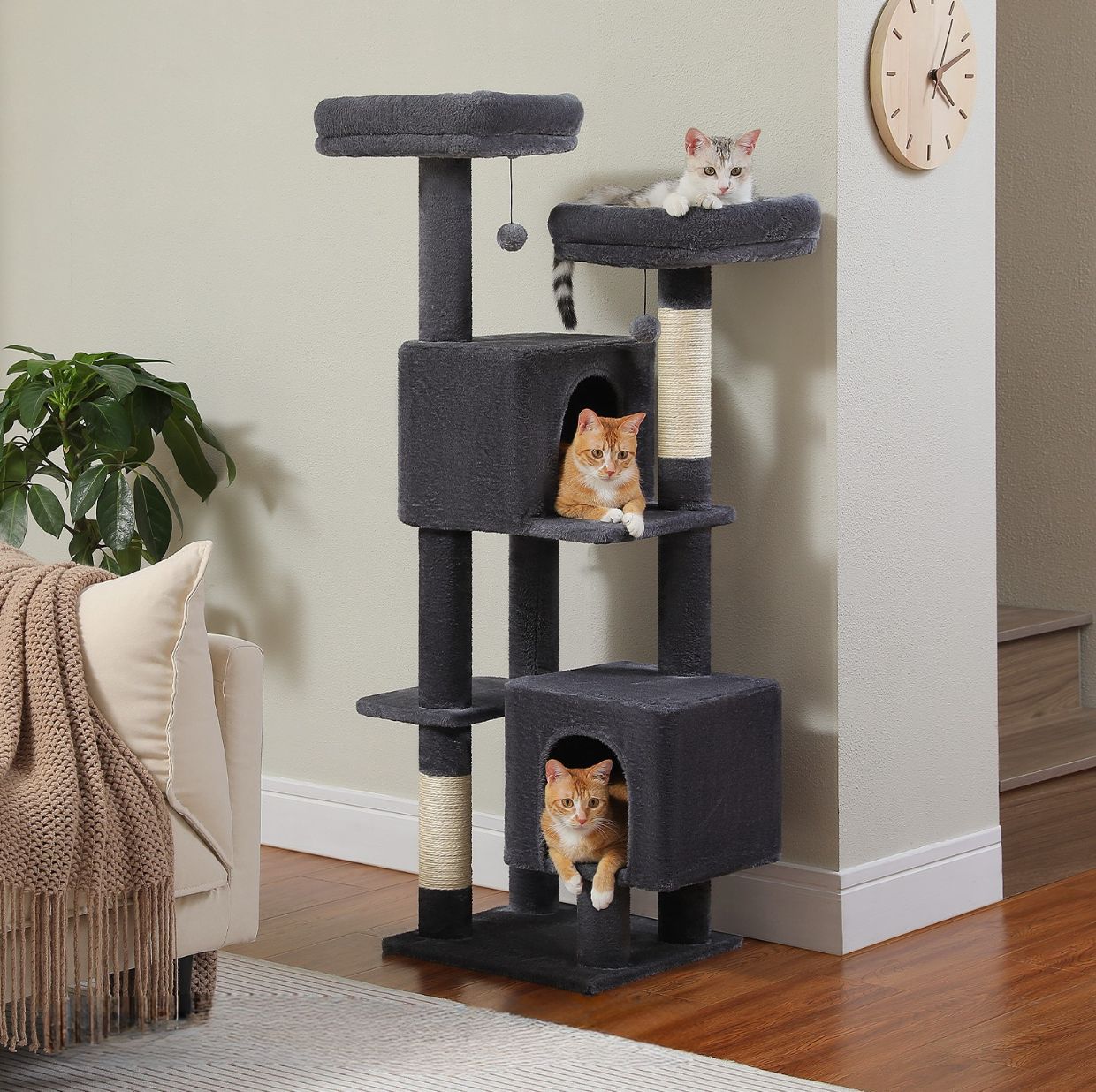 52" Flower Cat Tree Tower: Multi-Level Condo & Scratching Posts