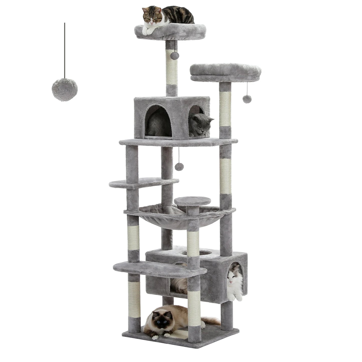 Large Cat Tree Tower: Multi-size Indoor Fun with Sisal Scratching Posts