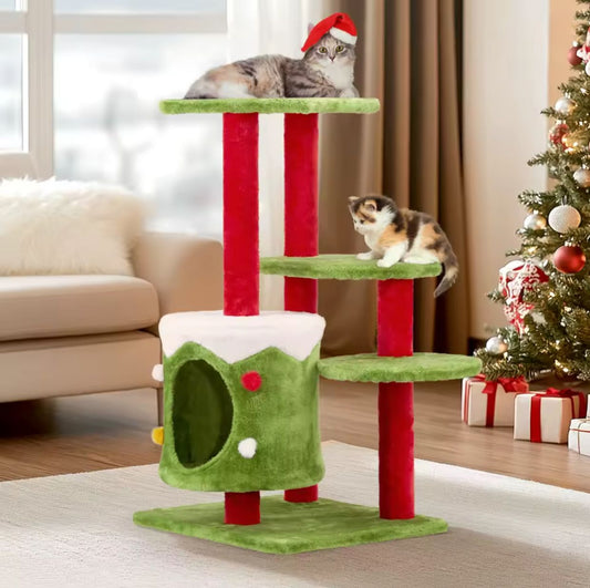 Meowy Christmas 32″ Multi-Level Cat Tree - Holiday Gift