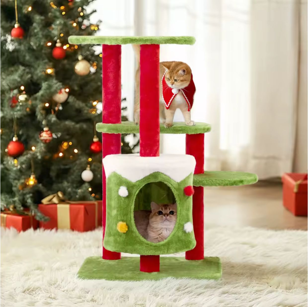 Meowy Christmas 32″ Multi-Level Cat Tree - Holiday Gift