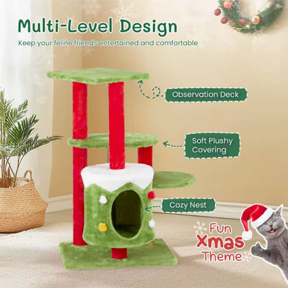 Meowy Christmas 32″ Multi-Level Cat Tree - Holiday Gift