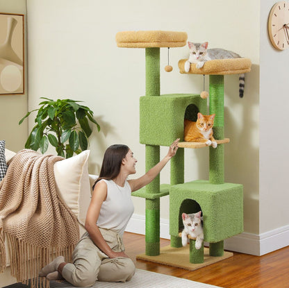 52" Flower Cat Tree Tower: Multi-Level Condo & Scratching Posts