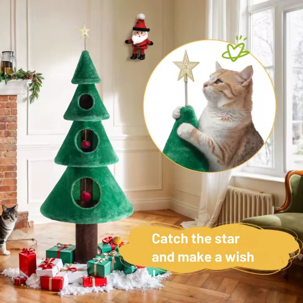 63" Christmas Cat Tree Cat Tower Christmas Gift Indoor Home Decor