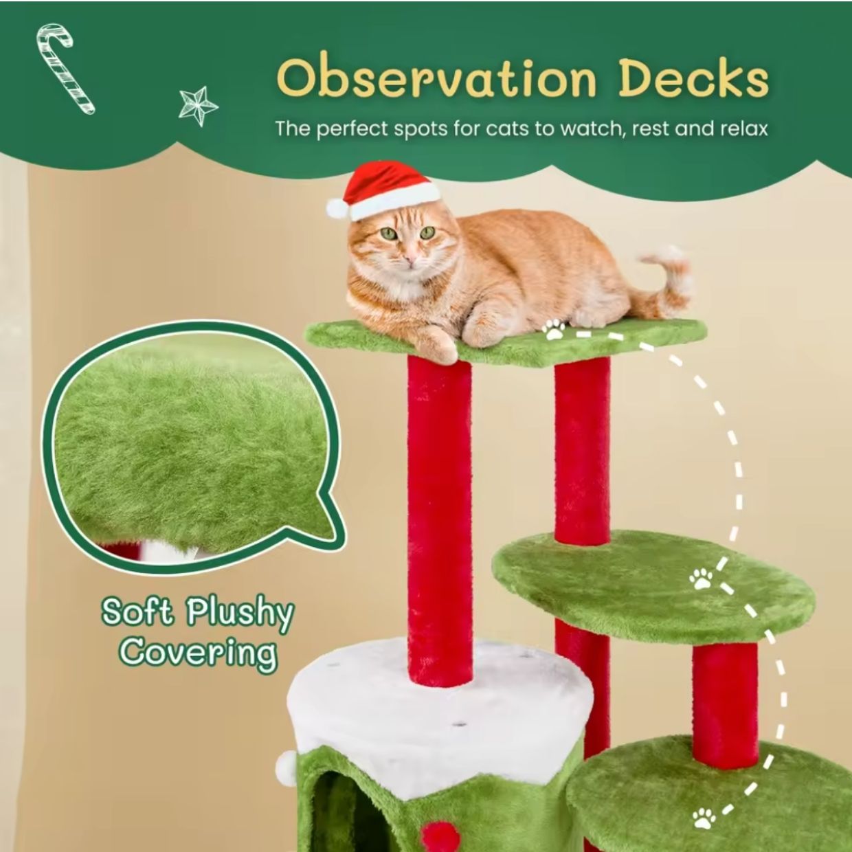Meowy Christmas 32″ Multi-Level Cat Tree - Holiday Gift