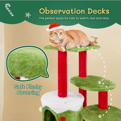 Meowy Christmas 32″ Multi-Level Cat Tree - Holiday Gift