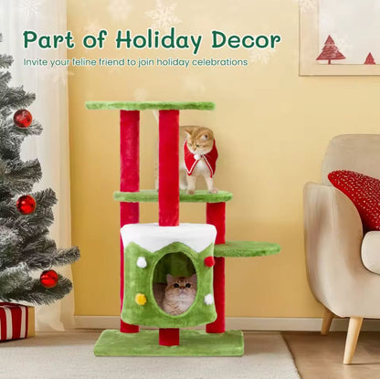 Meowy Christmas 32″ Multi-Level Cat Tree - Holiday Gift