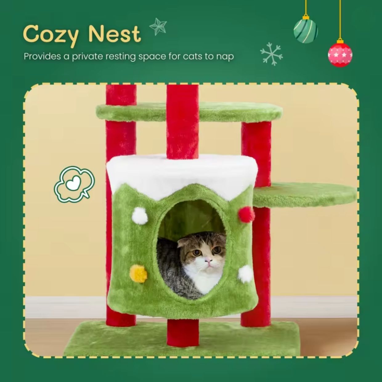Meowy Christmas 32″ Multi-Level Cat Tree - Holiday Gift