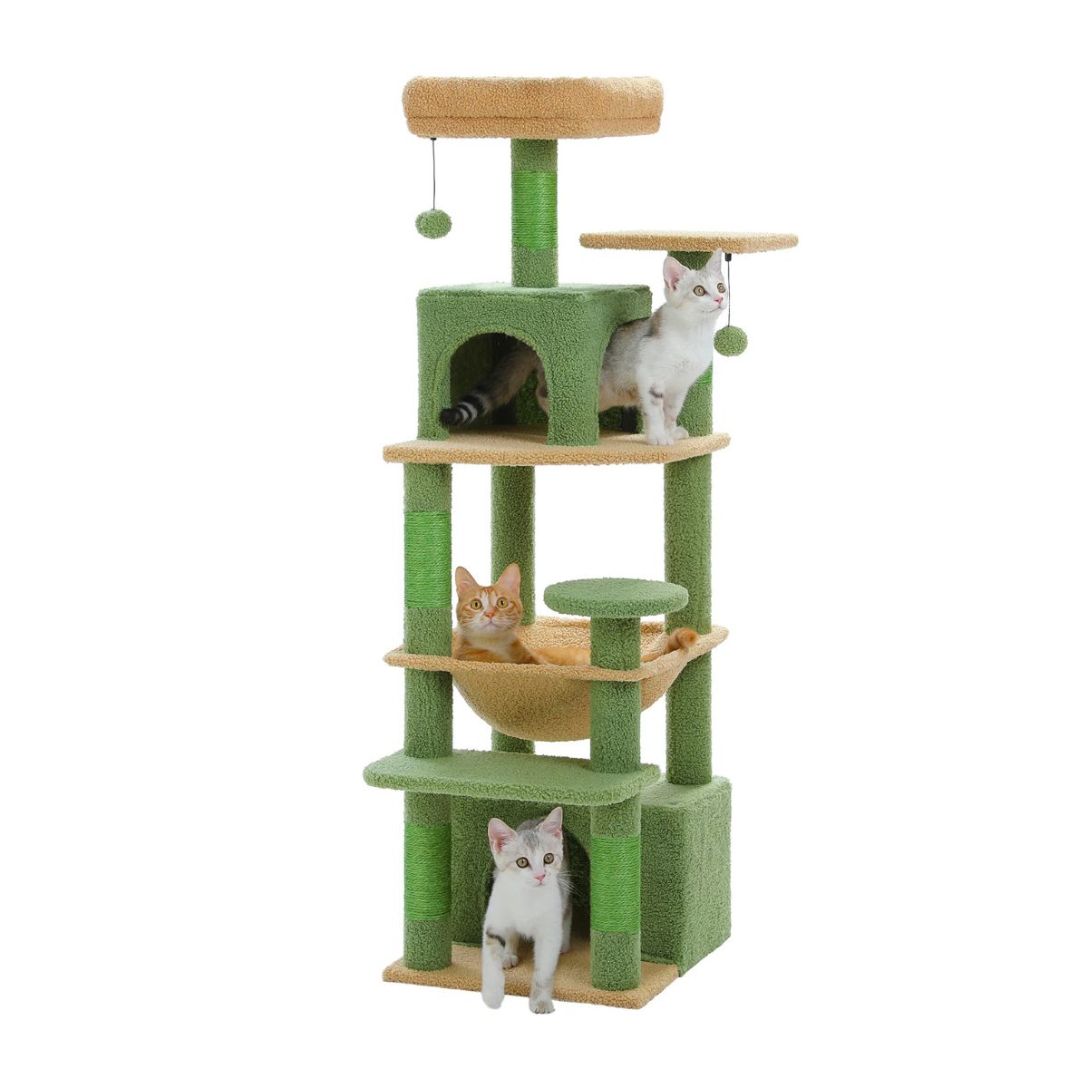 53.5" 6-Level Cat Tree with Hammock, Condos & Perches - Perfect for Multi-Cat Homes