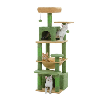 53.5" 6-Level Cat Tree with Hammock, Condos & Perches - Perfect for Multi-Cat Homes