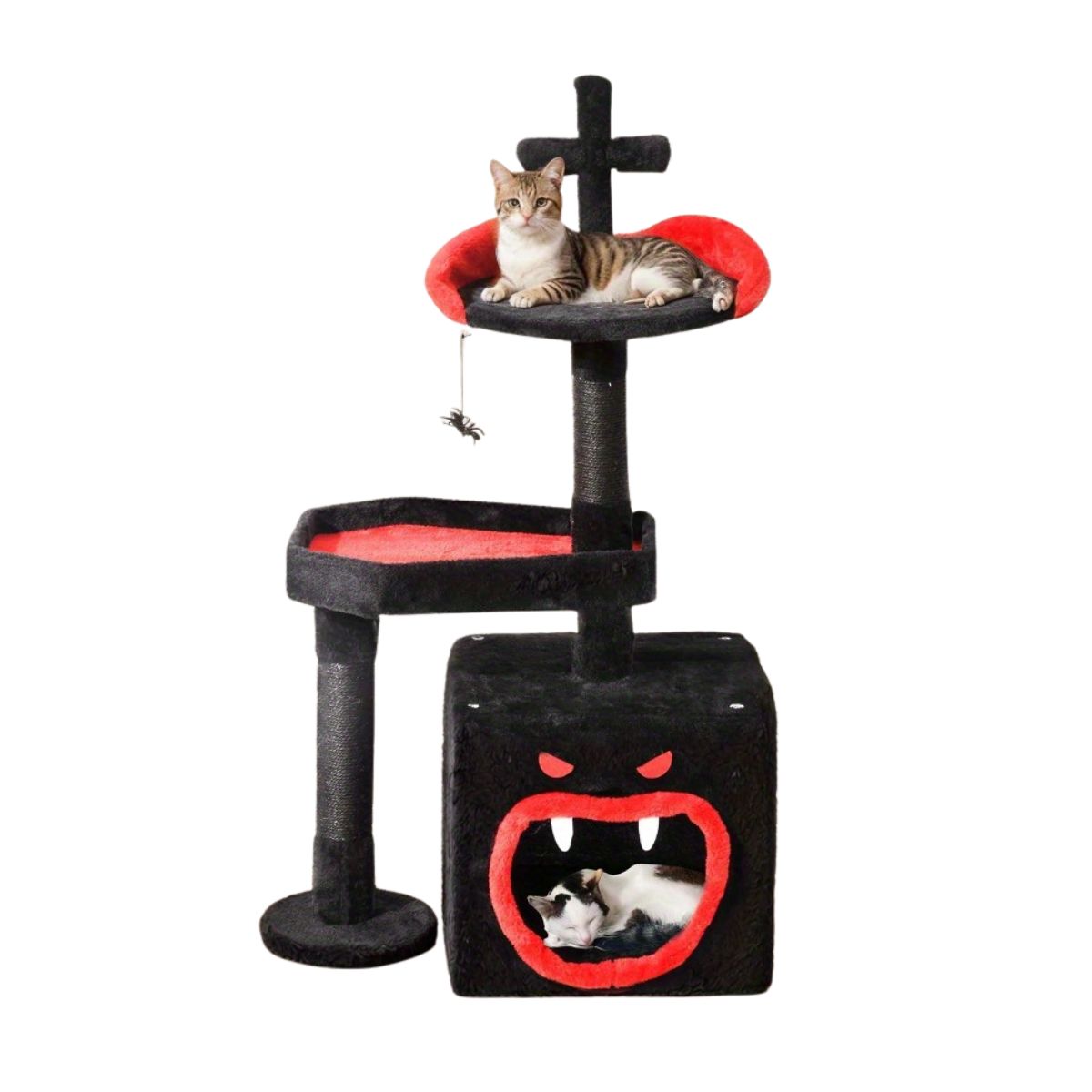 38.5" Halloween Cat Tower - Black Cat Tree with Coffin Bed