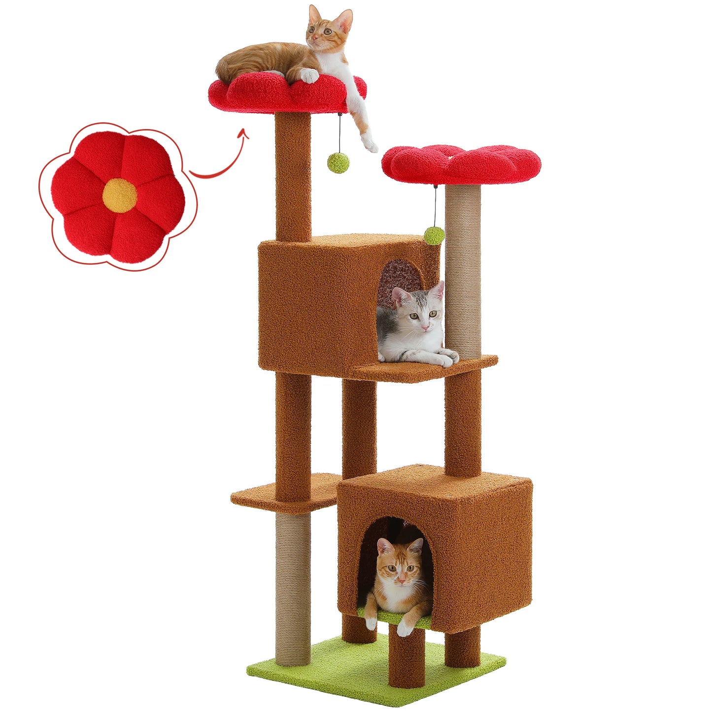 Flower Cat Tree Tower: Multi-Level Condo & Scratching Posts