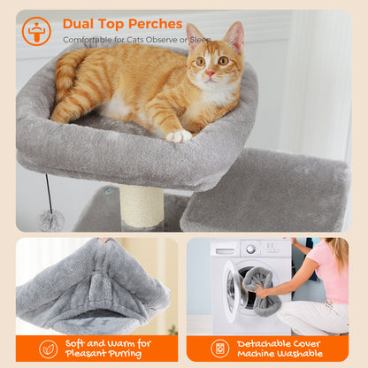 Stable Cat Tree: 6 Levels, Dual Condos, Soft Hammock