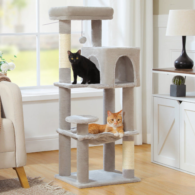 Cat Tree Tower 113cm: Multi-Level Condo, Sisal Posts, Hammock