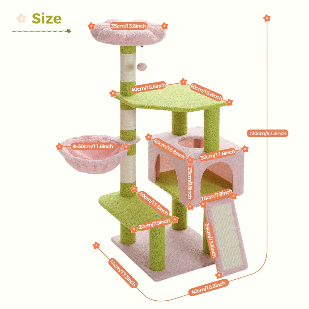 Flower Cat Tree Condo with Scratching Posts for Cats