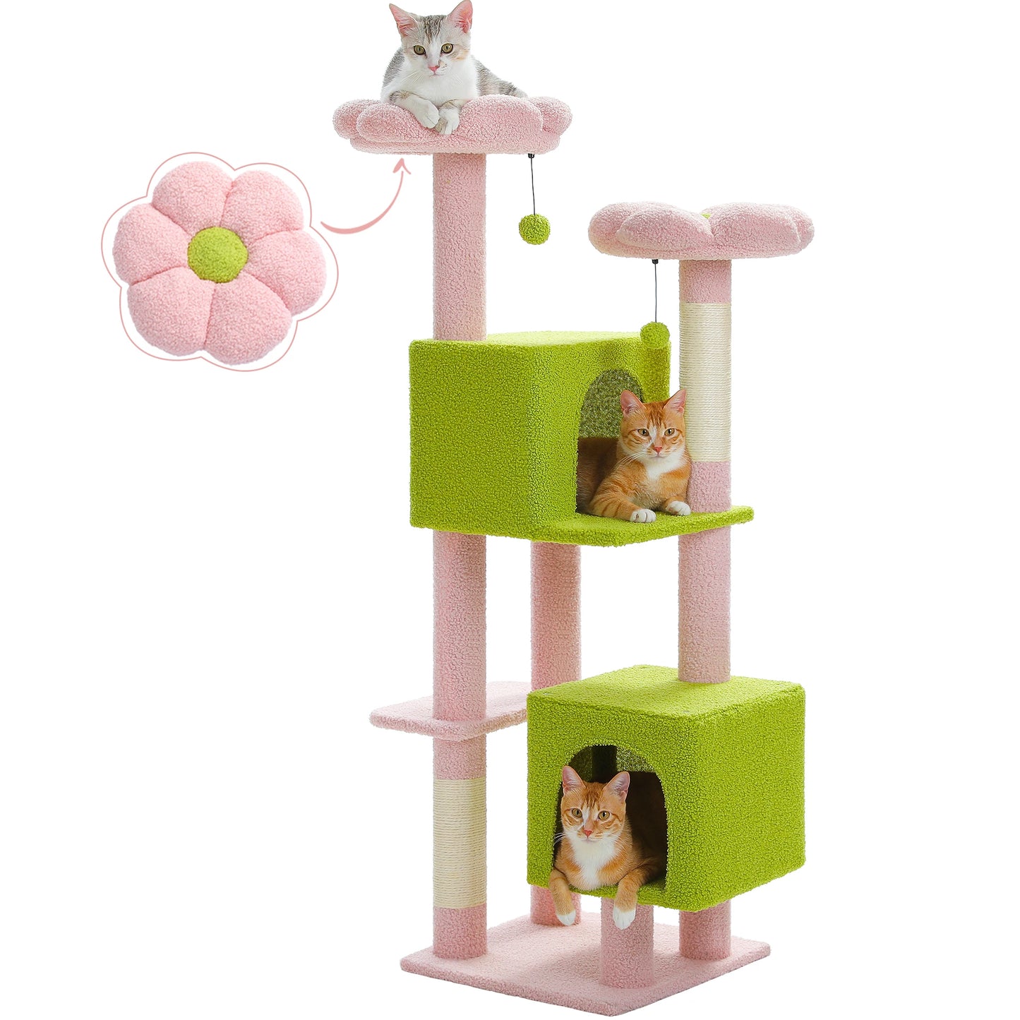 Flower Cat Tree Tower: Multi-Level Condo & Scratching Posts
