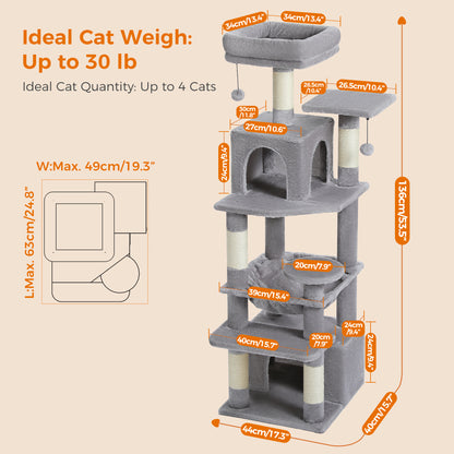 Stable Cat Tree: 6 Levels, Dual Condos, Soft Hammock