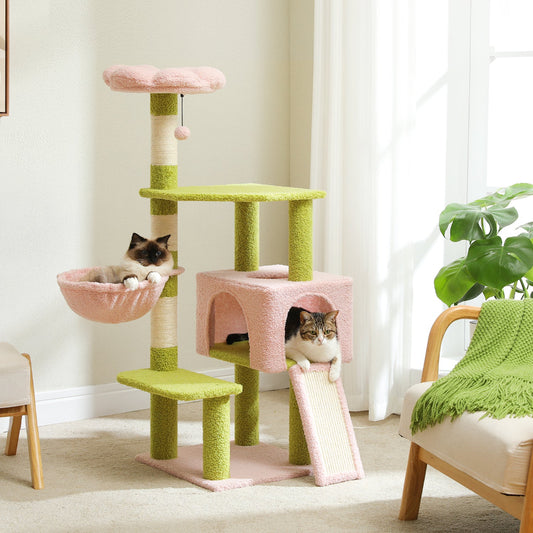Flower Cat Tree Condo with Scratching Posts for Cats