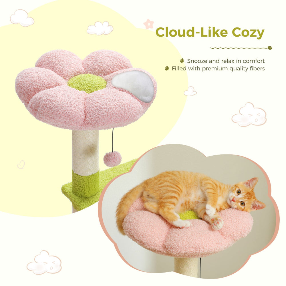 Flower Cat Tree Condo with Scratching Posts for Cats