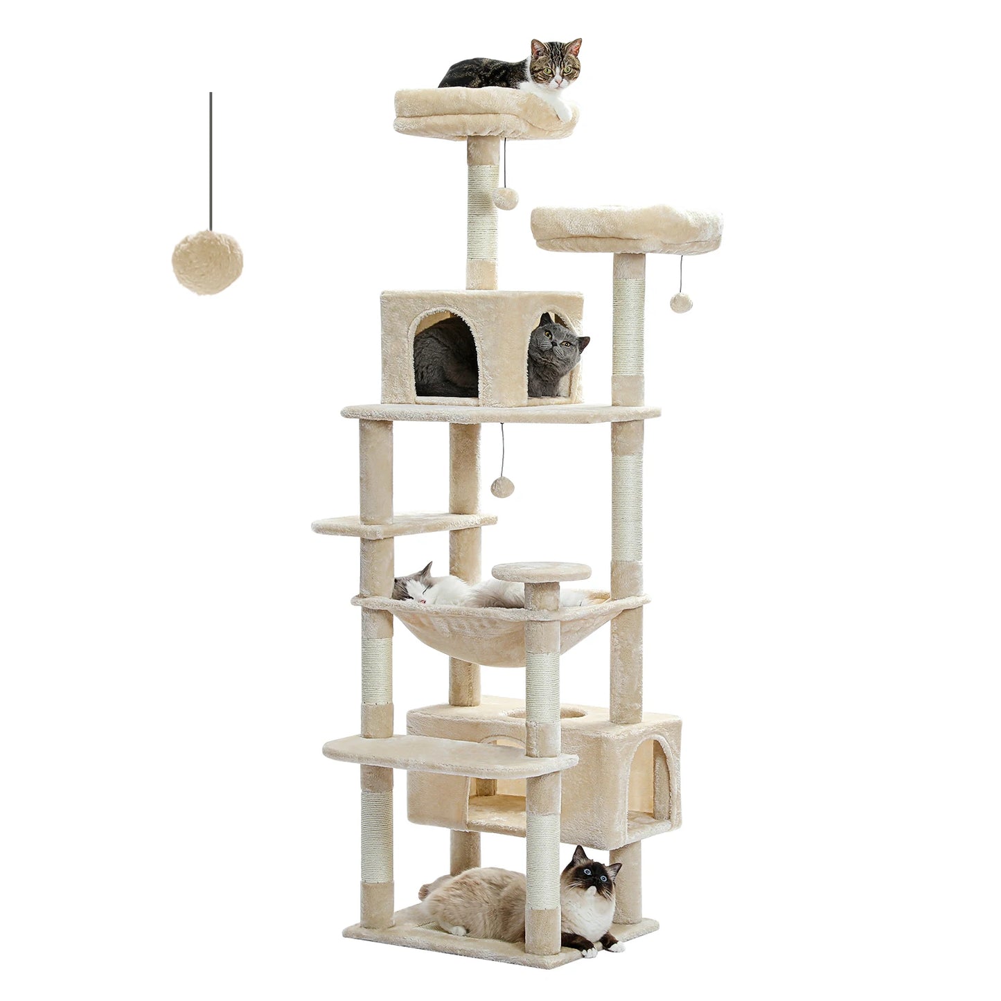 Large Cat Tree Tower: Multi-size Indoor Fun with Sisal Scratching Posts