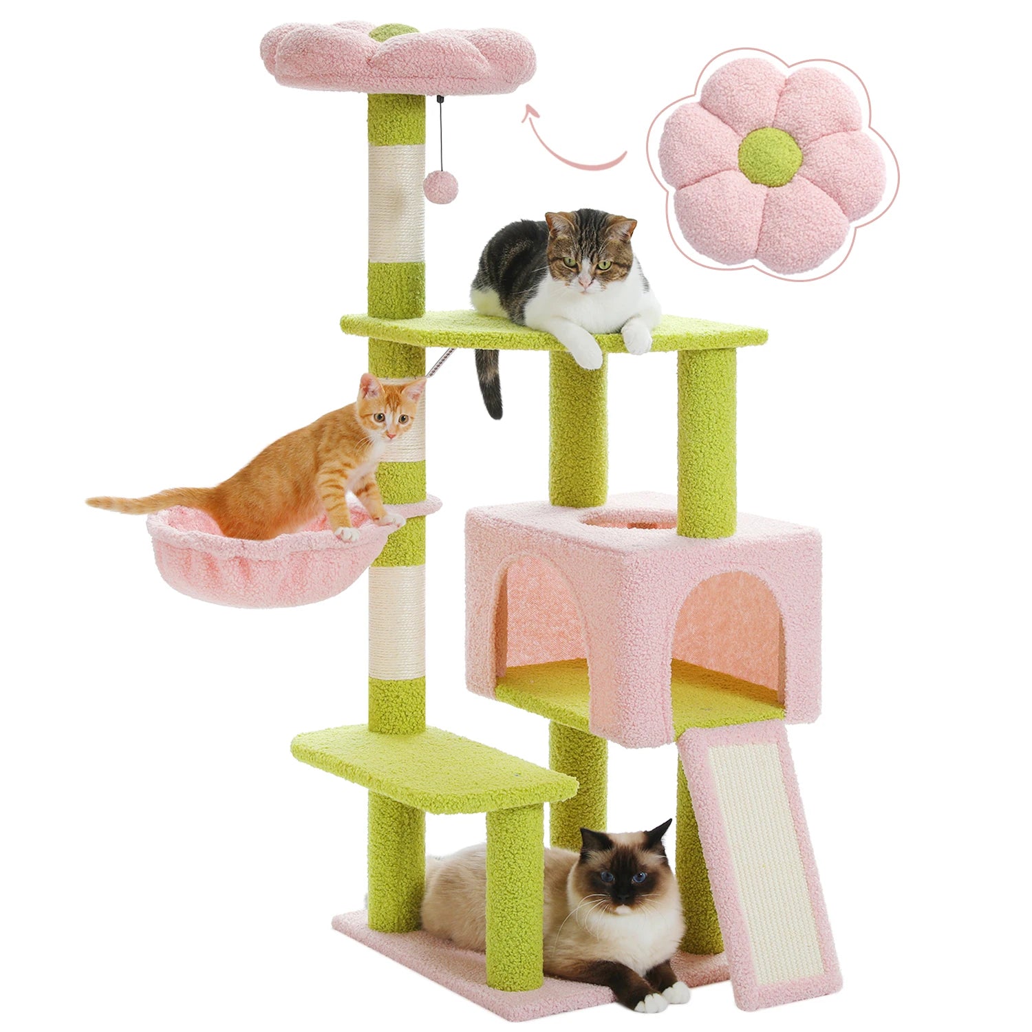 Flower Cat Tree Condo with Scratching Posts for Cats