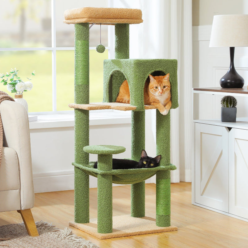 Cat Tree Tower 113cm: Multi-Level Condo, Sisal Posts, Hammock