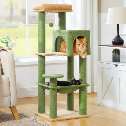 Cat Tree Tower 113cm: Multi-Level Condo, Sisal Posts, Hammock