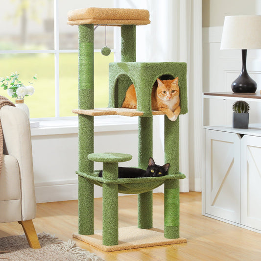 Cat Tree Tower 113cm: Multi-Level Condo, Sisal Posts, Hammock