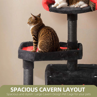38.5" Gothic Cat Tower - Black Cat Tree with Coffin Bed