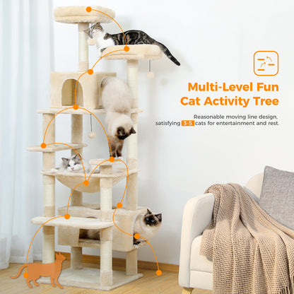 Large Cat Tree Tower: Multi-size Indoor Fun with Sisal Scratching Posts