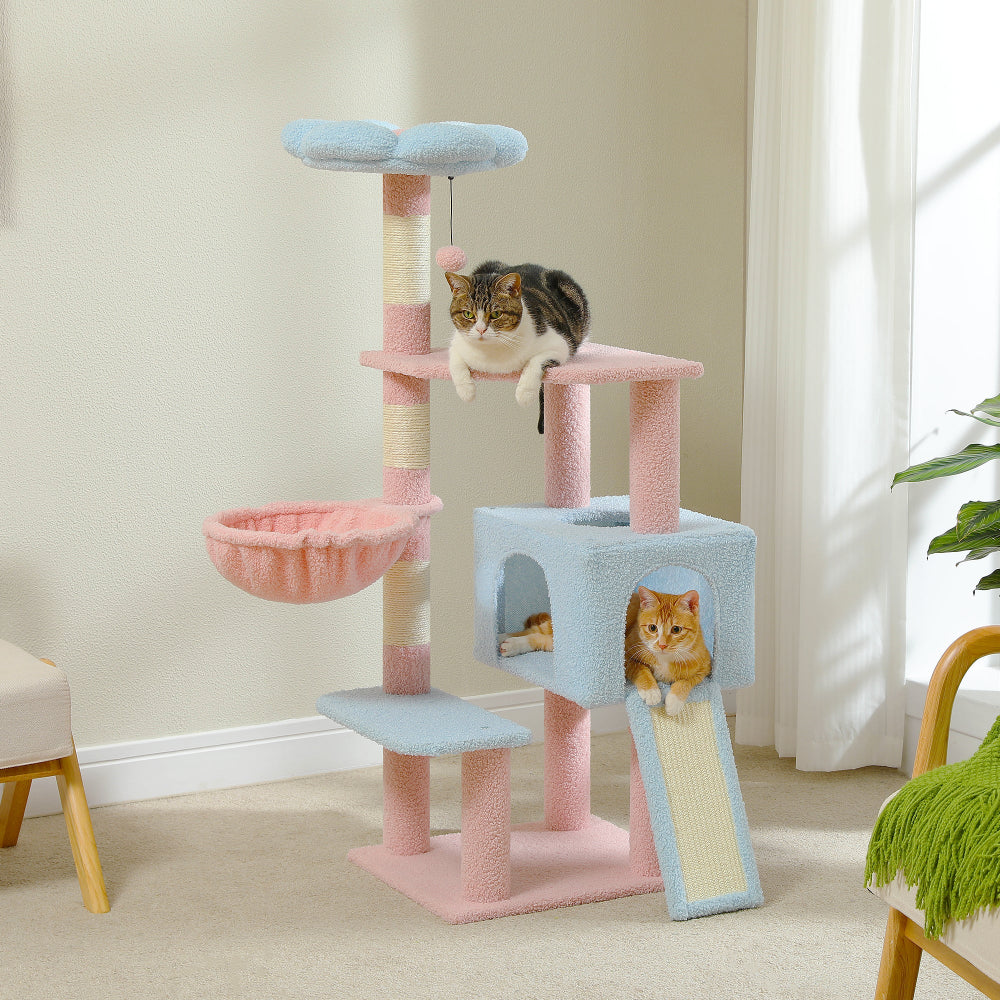 Flower Cat Tree Condo with Scratching Posts for Cats