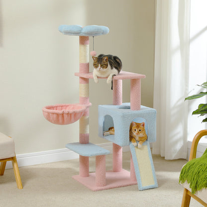 Flower Cat Tree Condo with Scratching Posts for Cats