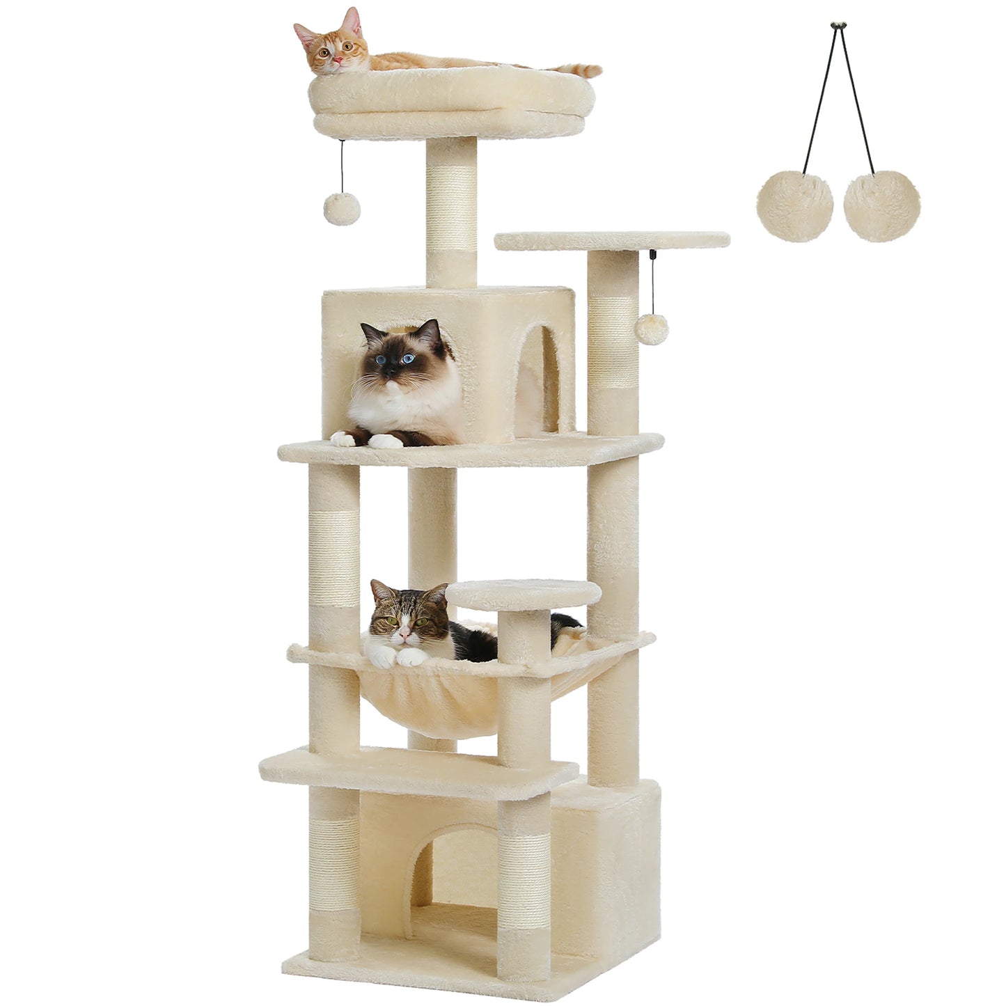 Stable Cat Tree: 6 Levels, Dual Condos, Soft Hammock