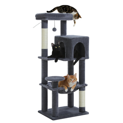 Cat Tree Tower 113cm: Multi-Level Condo, Sisal Posts, Hammock