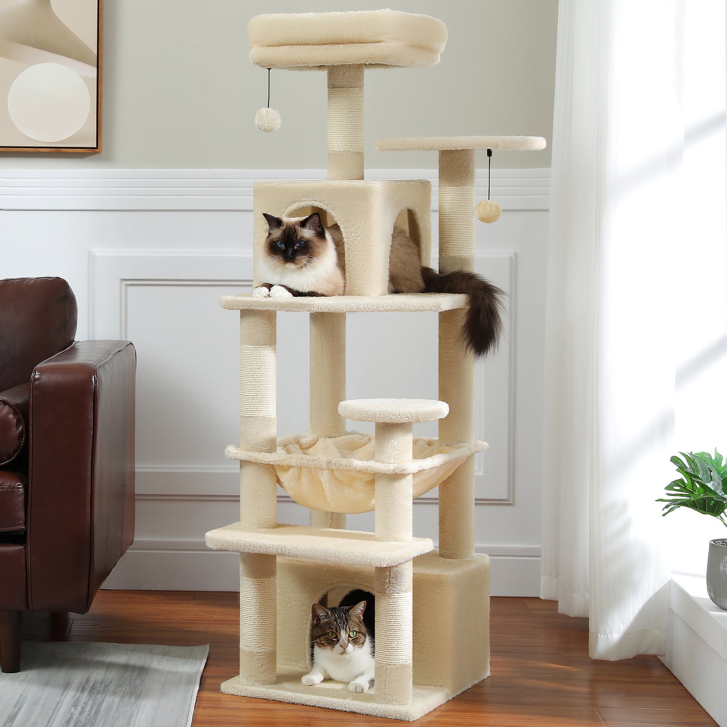 Stable Cat Tree: 6 Levels, Dual Condos, Soft Hammock