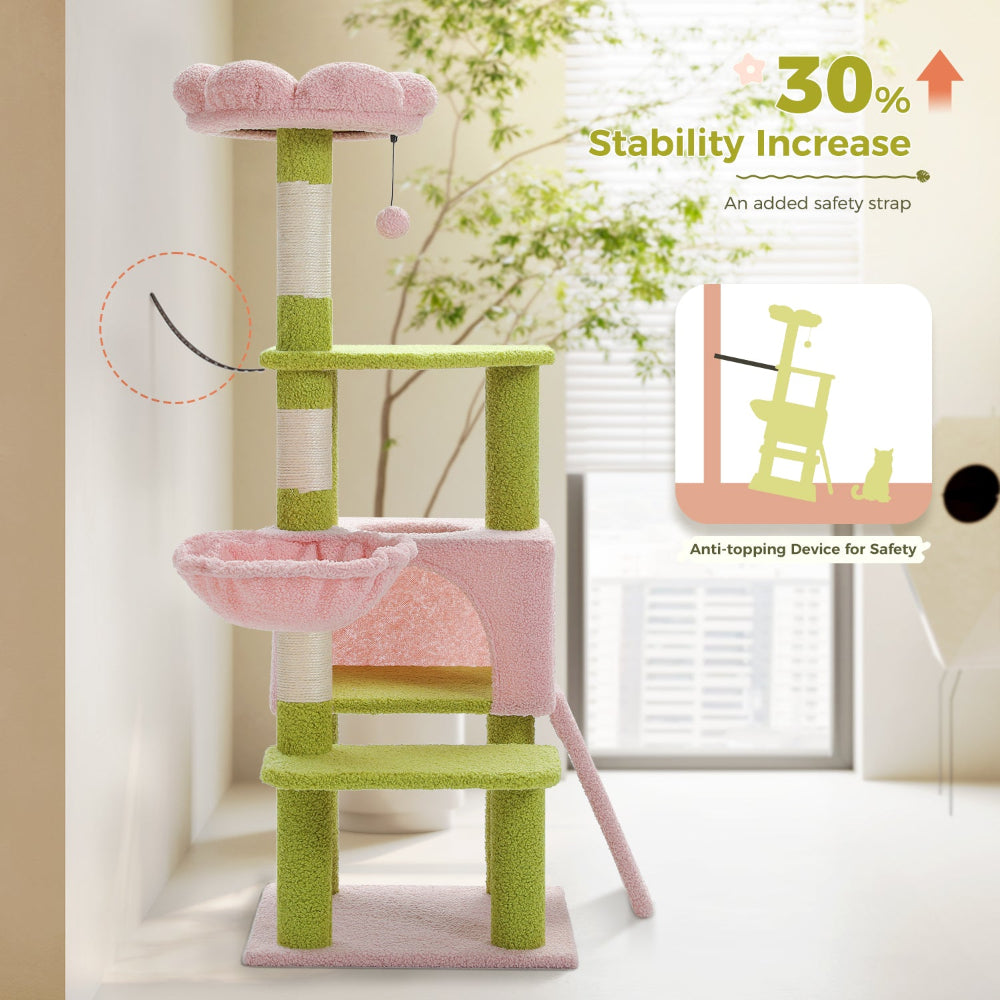 Flower Cat Tree Condo with Scratching Posts for Cats